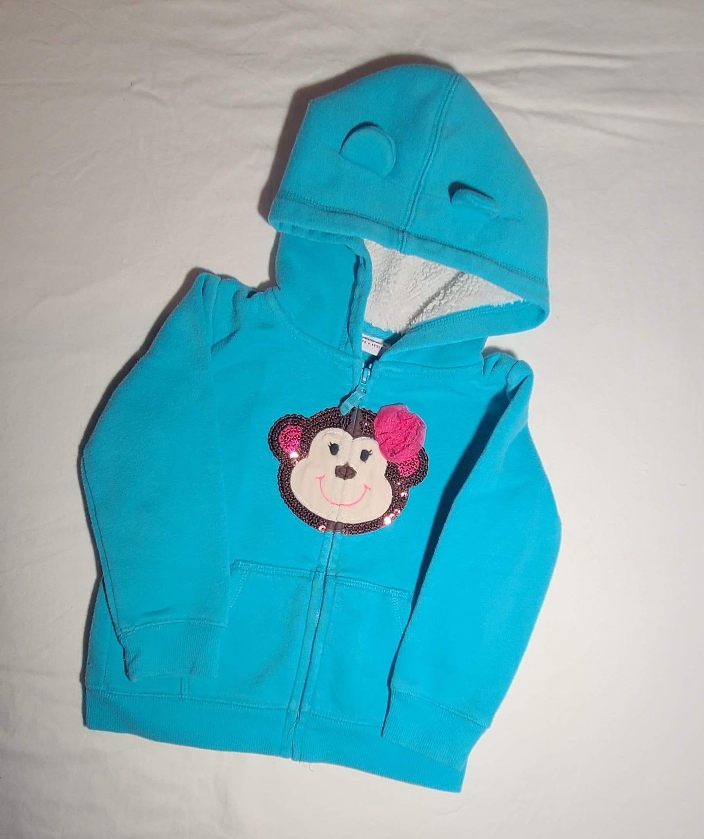 Monkey Glitter Detailed Hoodie Size 24 Months