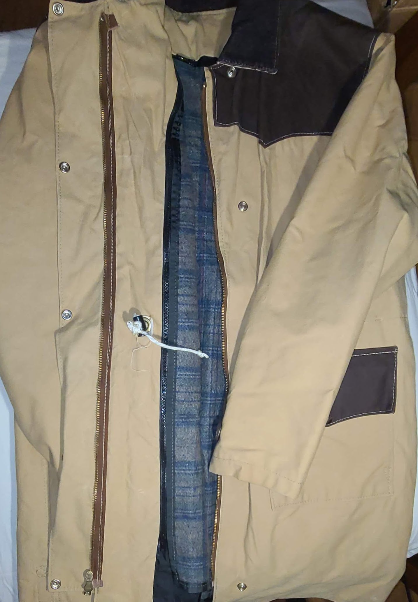 Suntan Canvas Ranch Jacket Wool Flannel Lined Size XXL Longline