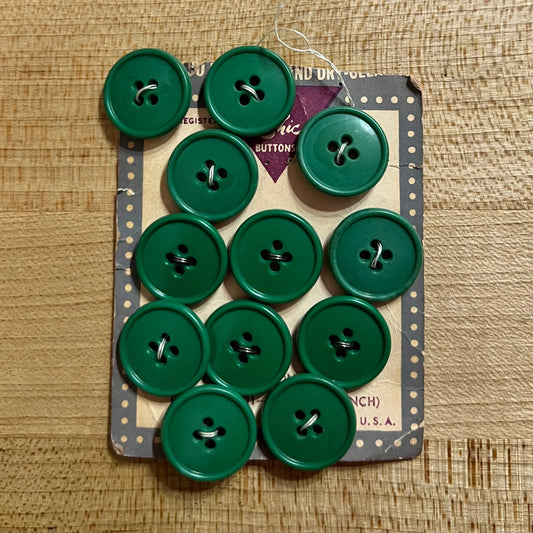 Vintage Buttons by Le Chic - set of 12 - medium - green